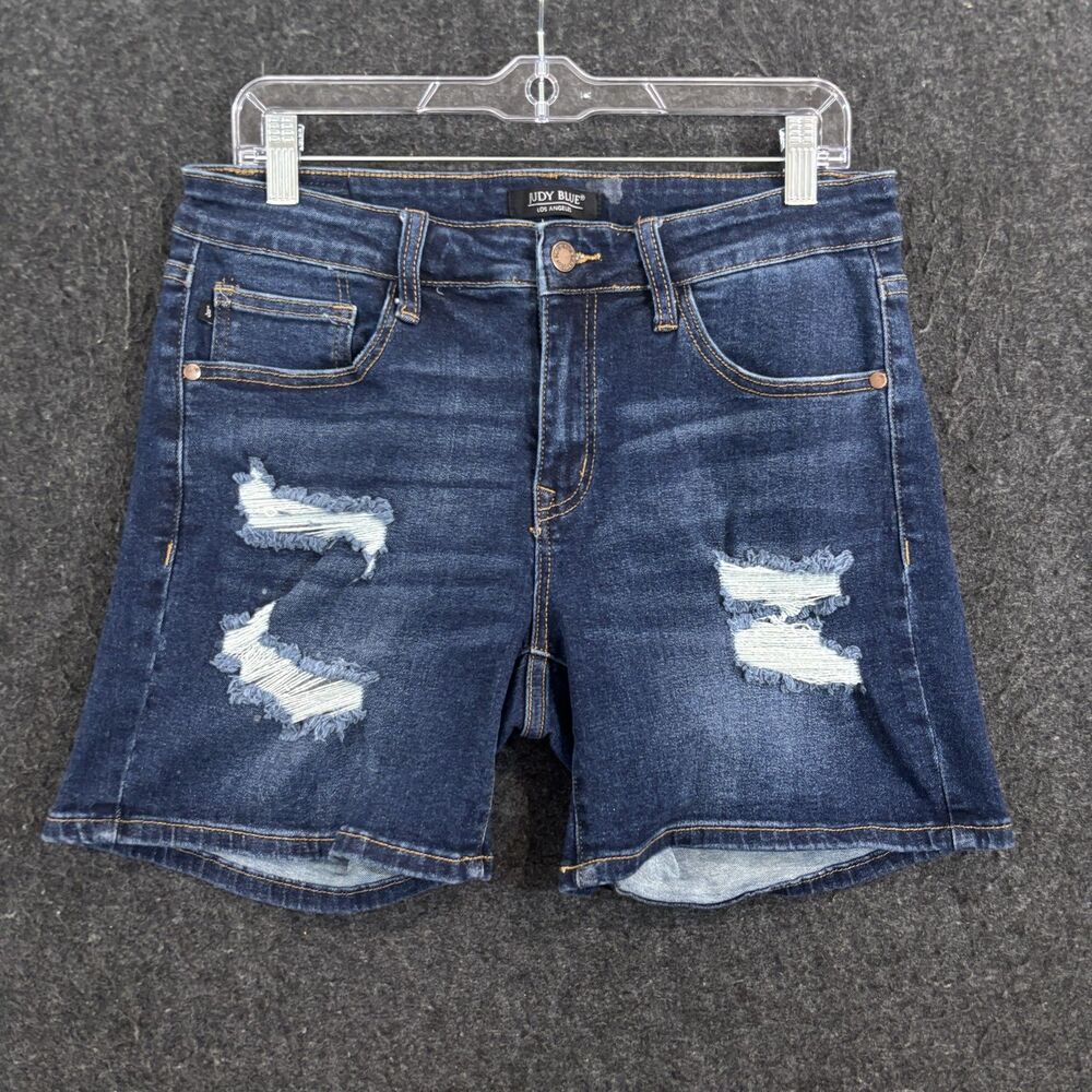 Judy Blue Dark Wash Distressed Denim Shorts